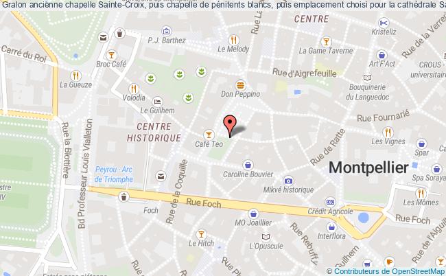 plan Ancienne Chapelle Sainte-croix, Puis Chapelle De Pénitents Blancs, Puis Emplacement Choisi Pour La Cathédrale Saint-louis, Actuellement Place De La Canourgue Montpellier Montpellier