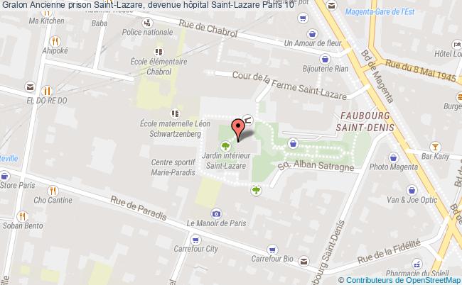 plan Ancienne Prison Saint-lazare, Devenue Hôpital Saint-lazare Paris 10 Paris 10