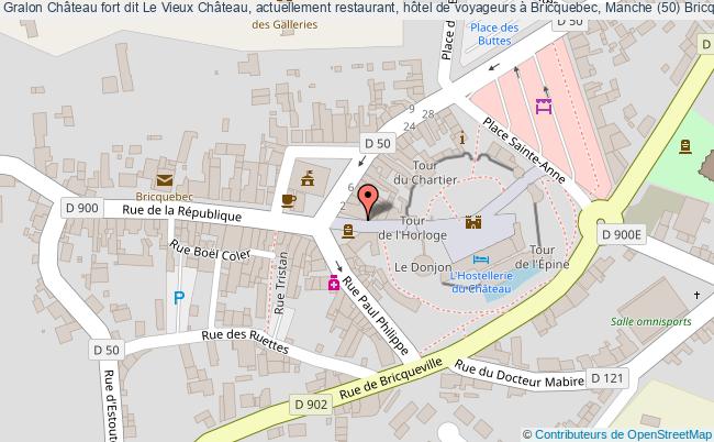 plan Château Fort Dit Le Vieux Château, Actuellement Restaurant, Hôtel De Voyageurs à Bricquebec, Manche (50) Bricquebec Bricquebec