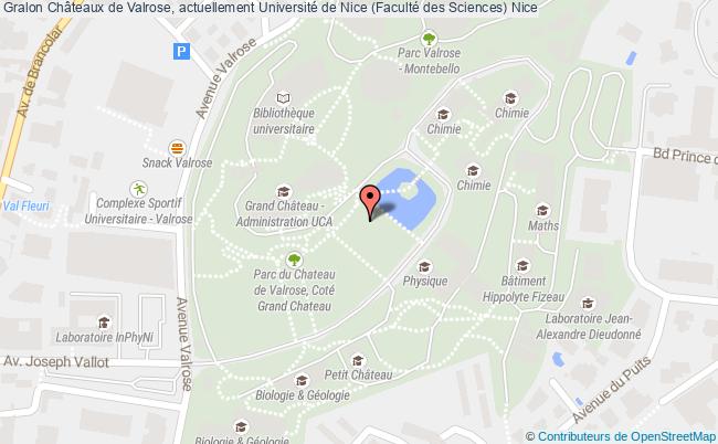 plan Châteaux De Valrose, Actuellement Université De Nice (faculté Des Sciences) Nice Nice