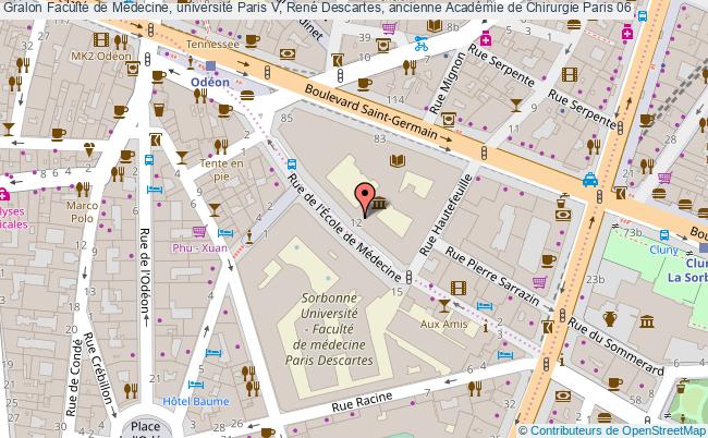 plan Faculté De Médecine, Université Paris V, René Descartes, Ancienne Académie De Chirurgie Paris 06 Paris 06