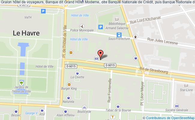 plan Hôtel De Voyageurs, Banque Dit Grand Hôtel Moderne, Dite Banque Nationale De Crédit, Puis Banque Nationale De Paris Le Havre Le Havre
