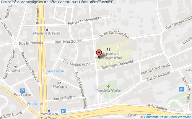 plan Hôtel De Voyageurs Dit Hôtel Central, Puis Hôtel Bristol Cannes Cannes