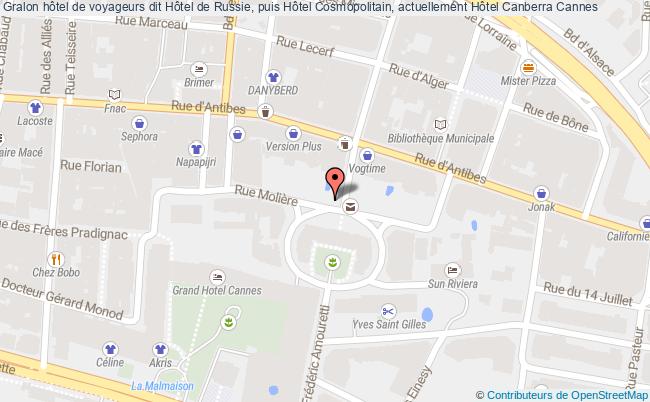 plan Hôtel De Voyageurs Dit Hôtel De Russie, Puis Hôtel Cosmopolitain, Actuellement Hôtel Canberra Cannes Cannes