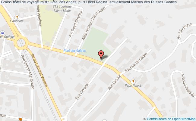 plan Hôtel De Voyageurs Dit Hôtel Des Anges, Puis Hôtel Regina, Actuellement Maison Des Russes Cannes Cannes
