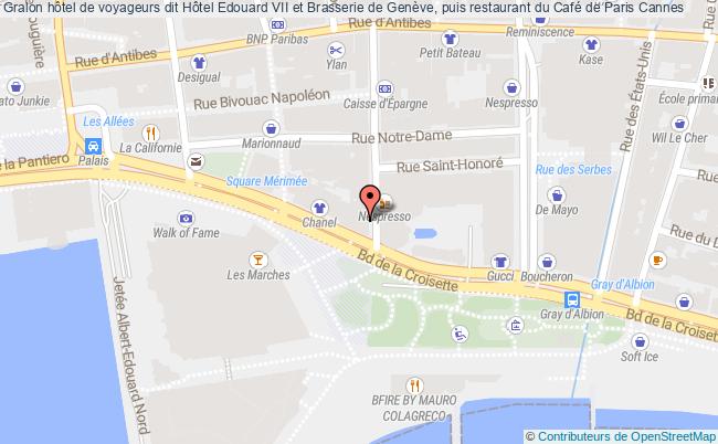 plan Hôtel De Voyageurs Dit Hôtel Edouard Vii Et Brasserie De Genève, Puis Restaurant Du Café De Paris Cannes Cannes