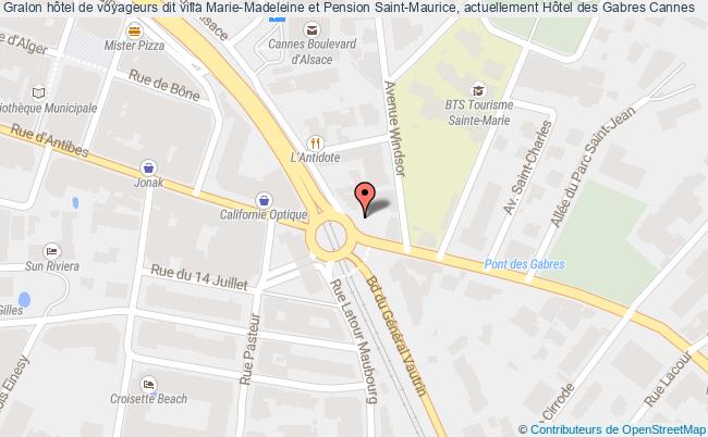 plan Hôtel De Voyageurs Dit Villa Marie-madeleine Et Pension Saint-maurice, Actuellement Hôtel Des Gabres Cannes Cannes