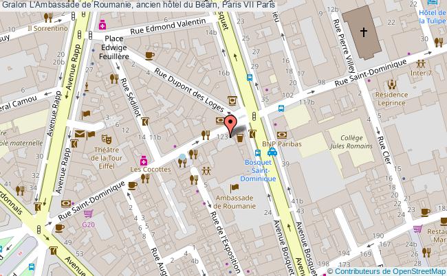 plan L'ambassade De Roumanie, Ancien Hôtel Du Béarn, Paris Vii Paris Paris