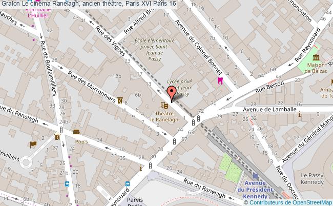 plan Le Cinéma Ranelagh, Ancien Théâtre, Paris Xvi Paris 16 Paris 16