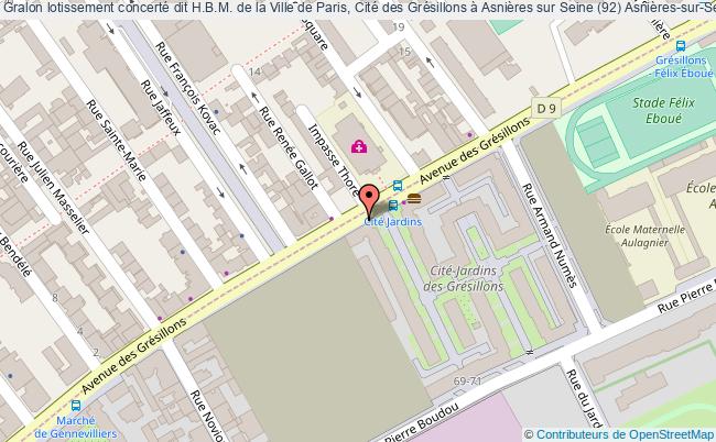 plan Lotissement Concerté Dit H.b.m. De La Ville De Paris, Cité Des Grésillons à Asnières Sur Seine (92) Asnières-sur-seine Asnières-sur-Seine