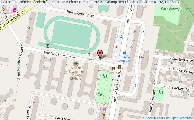 Lotissement concerté (ensemble d'immeubles) dit cité du Champ des Oiseaux à Bagneux (92)