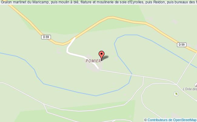 martinet du Maricamp, puis moulin à blé, filature et moulinerie de soie d'Eyrolles, puis Reidon, puis bureaux des Mines de La Grand'Combe