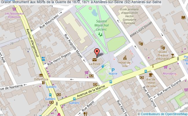 plan Monument Aux Morts De La Guerre De 1870, 1871 à Asnières-sur-seine (92) Asnières-sur-seine Asnières-sur-Seine