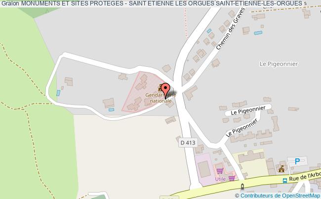 plan Monuments Et Sites Proteges - Saint Etienne Les Orgues Saint-etienne-les-orgues SAINT-ETIENNE-LES-ORGUES