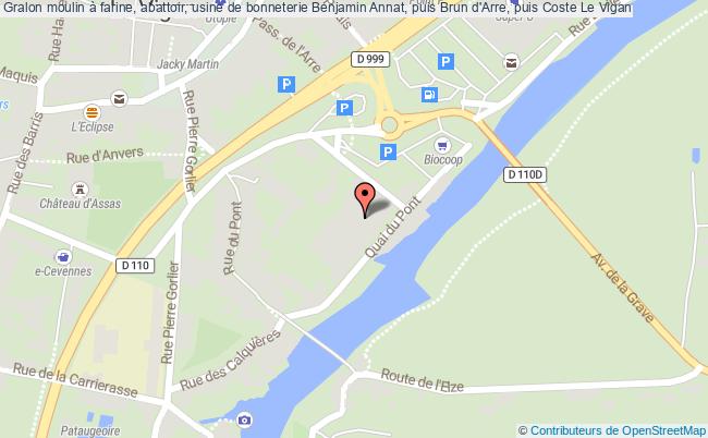 plan Moulin à Farine, Abattoir, Usine De Bonneterie Benjamin Annat, Puis Brun D'arre, Puis Coste Le Vigan Le Vigan