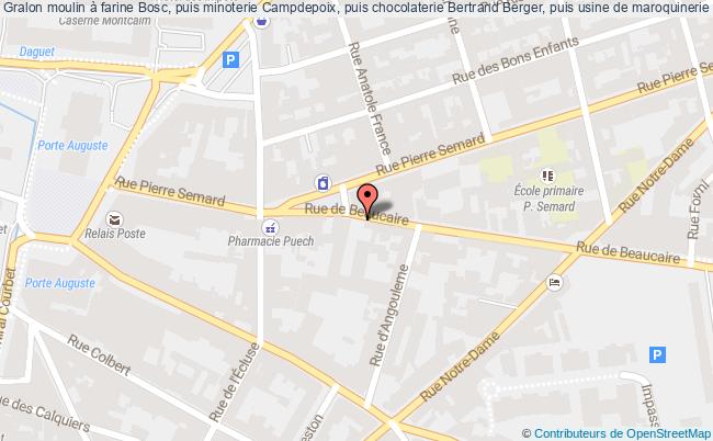 moulin à farine Bosc, puis minoterie Campdepoix, puis chocolaterie Bertrand Berger, puis usine de maroquinerie Fages et Aiglon