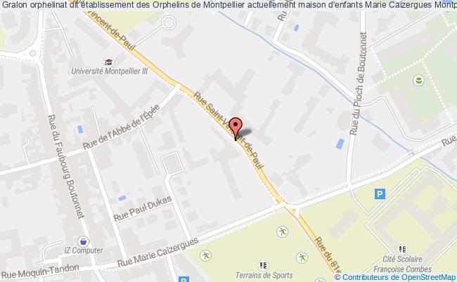 plan Orphelinat Dit établissement Des Orphelins De Montpellier Actuellement Maison D'enfants Marie Caizergues Montpellier Montpellier