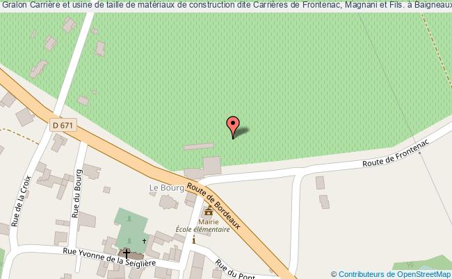 Carrière Et Usine De Taille De Matériaux De Construction Dite Carrières De Frontenac, Magnani Et Fils. à Baigneaux (33) 