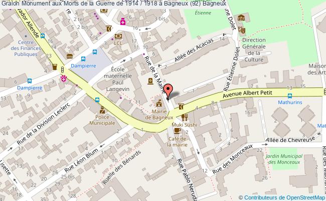 Monument Aux Morts De La Guerre De 1914 / 1918 à Bagneux (92) 