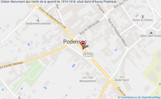 Monument Aux Morts De La Guerre De 1914-1918, Situé Dans Le Bourg  Podensac