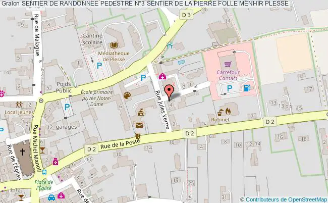 plan Sentier De Randonnee Pedestre N°3 Sentier De La Pierre Folle Menhir Plesse PLESSE
