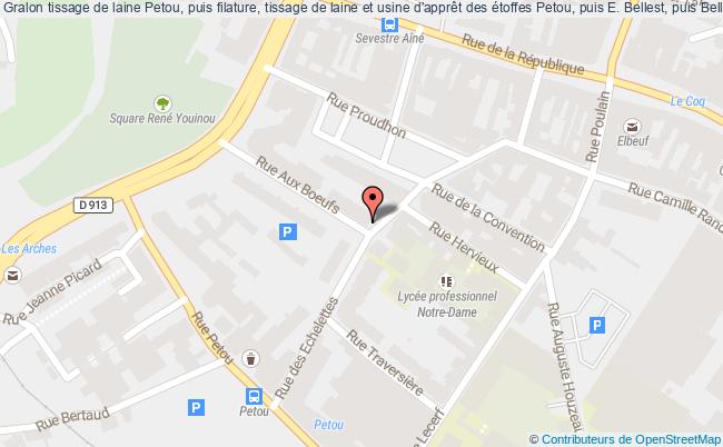 plan Tissage De Laine Petou, Puis Filature, Tissage De Laine Et Usine D'apprêt Des étoffes Petou, Puis E. Bellest, Puis Bellest Clarenson Et Lebret S. A., Puis Barbedienne Et Cie, Actuellement Immeuble à A Elbeuf Elbeuf