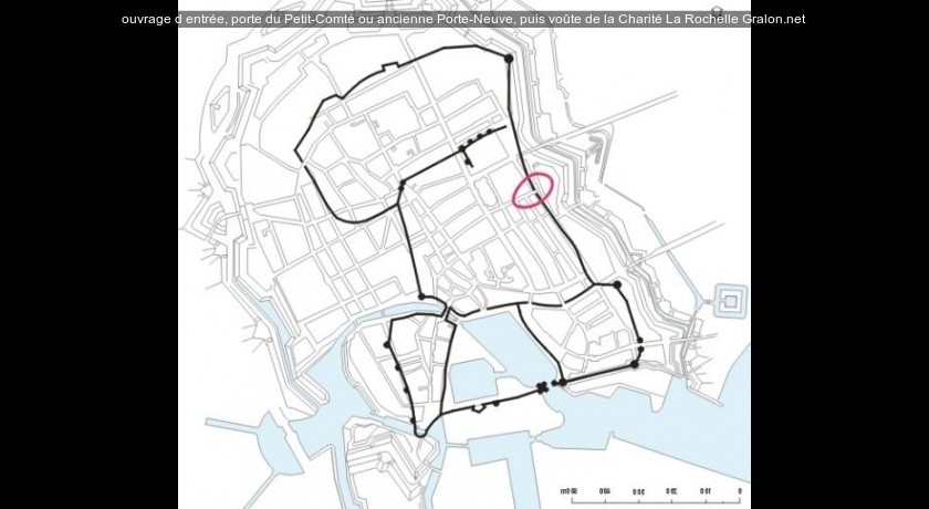 ouvrage d'entrée, porte du Petit-Comté ou ancienne Porte-Neuve, puis voûte de la Charité