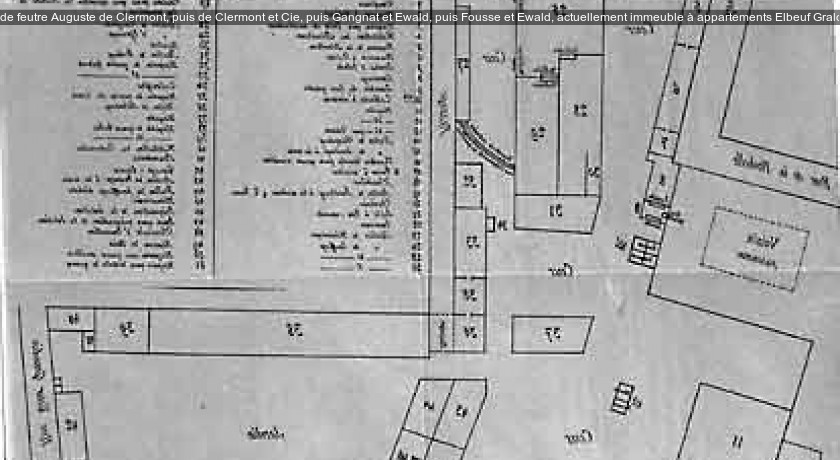 usine de feutre Auguste de Clermont, puis de Clermont et Cie, puis Gangnat et Ewald, puis Fousse et Ewald, actuellement immeuble à appartements
